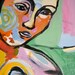 Expressionist Painting on Canvas, Woman with Portals, Abstract Original Art, 20" x 16"