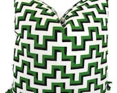 Emerald Green Zig Zag Pillow Cover 18x18, 20x20, 22x22 or lumbar - Accent Pillow - Throw Pillow