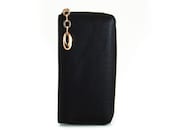 Handmade vegan leather wallet purse black