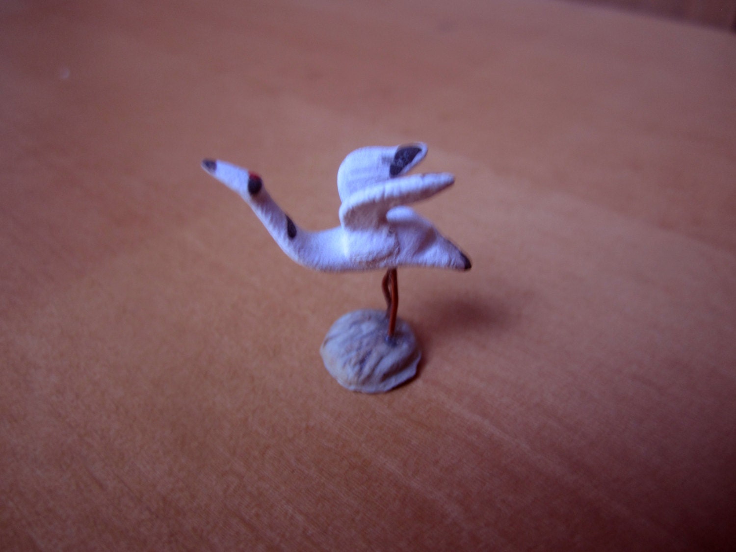 Handmade Clay Japanese Stork Figurine