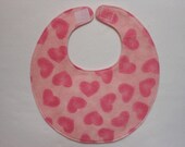 Baby Bibs, four soft layers, reversible, pink with pink hearts