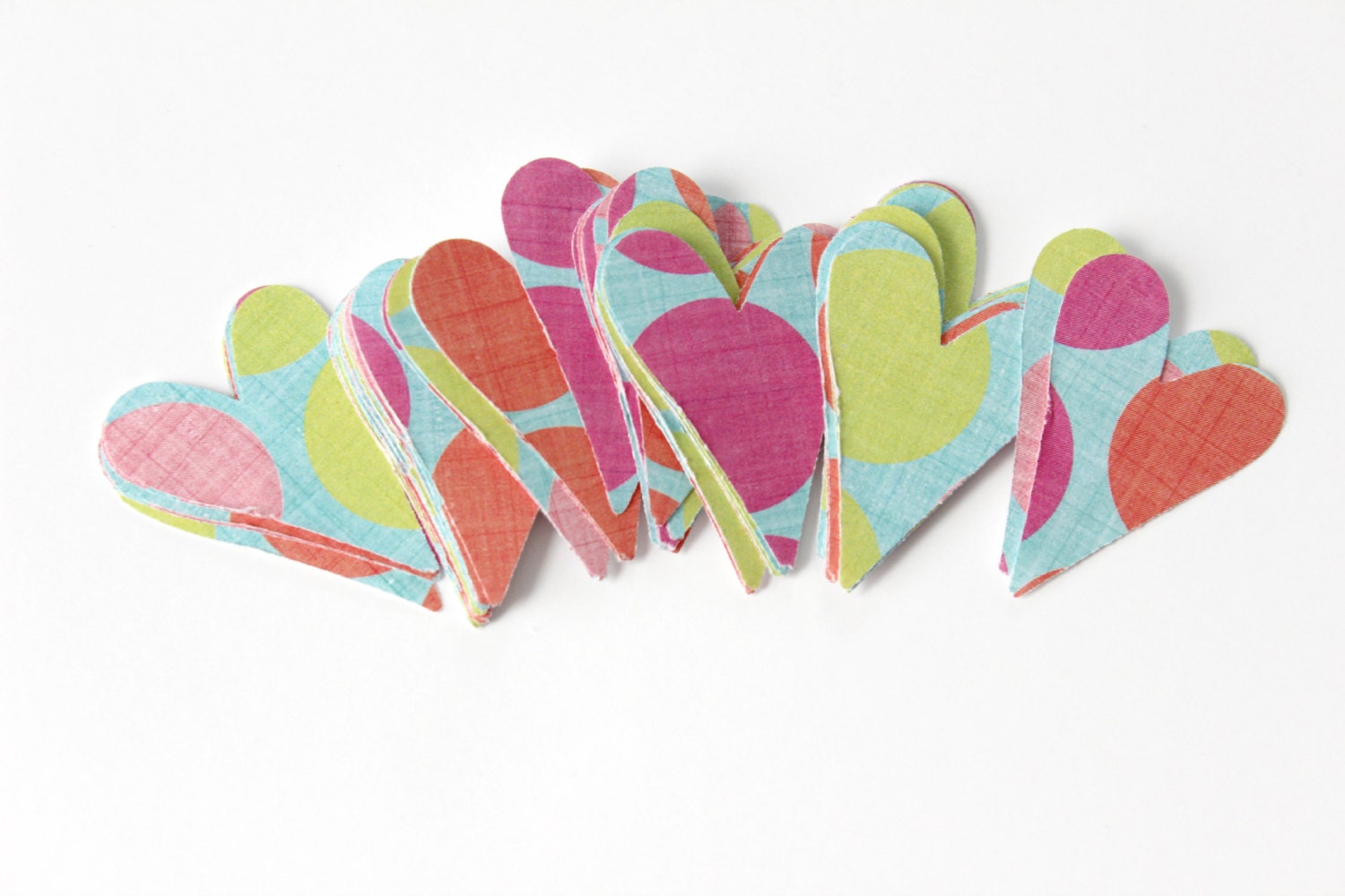 Colorful Polka Dot Heart Die Cuts - Pastel Neon - Table Decor, Birthday Party - Spring Modern