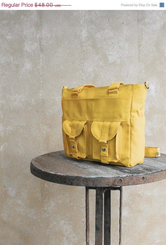 Fathers day sale BAILEY // Lemon chiffon // 022 // Luckycann // Handmade // Everyday Canvas Bag // Sale