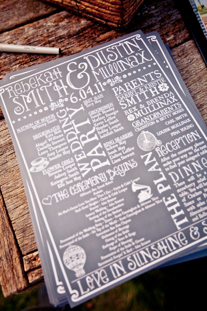Rustic Wedding Program (Printable, Digital File)