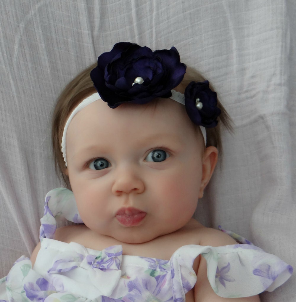 Large Dark Purple Satin Snap-on Flower for Headbands - Perfect Baby Shower Gift