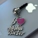 Diamond I LOVE JUSTIN BIEBER Iphone Earphone Plug/Dust Plug - Cellphone Headphone Handmade Decorations