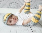 Crochet Newsboy Hat, Grey and Yellow Newsboy Hat, Baby Boy Hat, Toddler Hat,