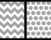 Fitted Crib/Toddler Sheet Combo- Riley Blake - Grey Dots and Grey Chevron