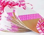Circle gift tags . 10 hazelnut and fuchsia gift wrap embellishments . hang tags . paper goods for gift wrapping . favors . wish tree tags