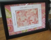 Ultrasound Frame - 5x7 Black - Baby Girl - Pink, Peach and Green - Flowers