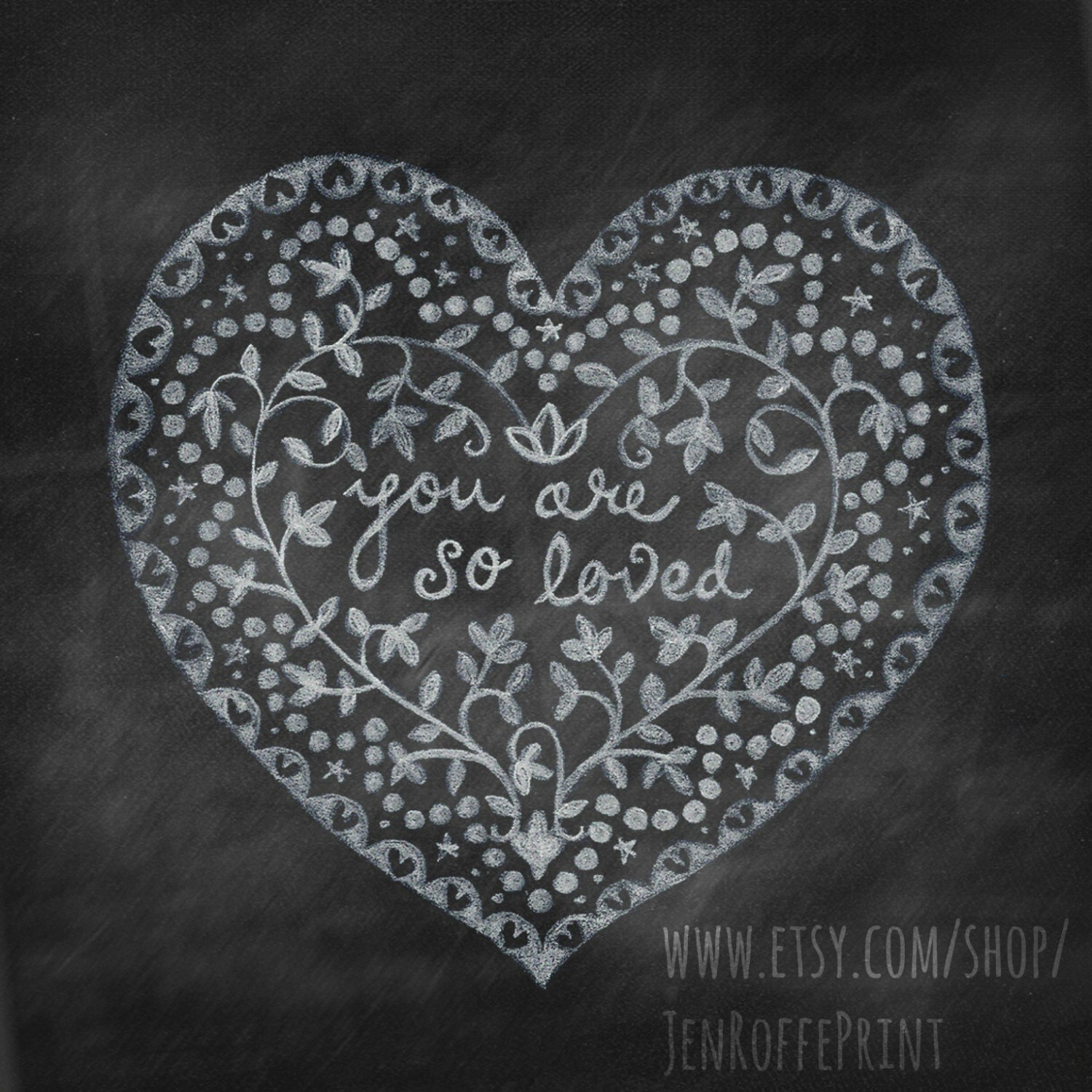 So Loved - Chalkboard valentine typography print