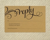 DIY Kraft Paper Wedding RSVP - Love and Cherish Script - Printable Template - Instant Download - Calligraphy, Typography