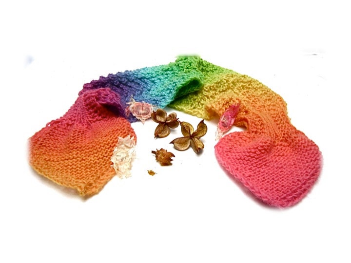 Scarf Headband Head Wrap 'Rainbow Sherbet' Monaco blue turquoise lavender turquoise lime yellow wool Pantone 2013 MADE TO ORDER