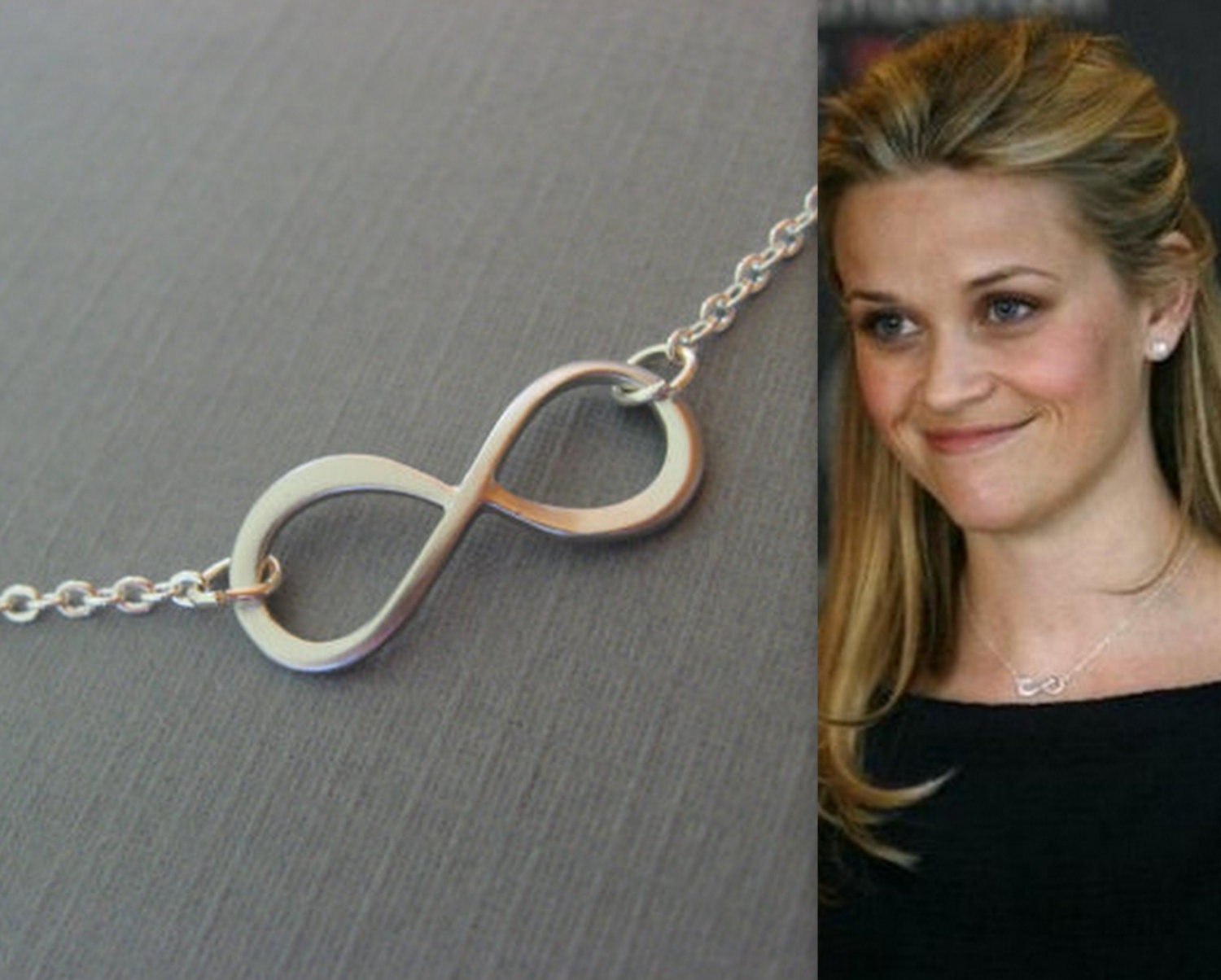 Silver Infinity Necklace, Celebrity Inspired Choker, Reese Witherspoon, Bridal Necklace, Anniversary Gift, Bridesmaids