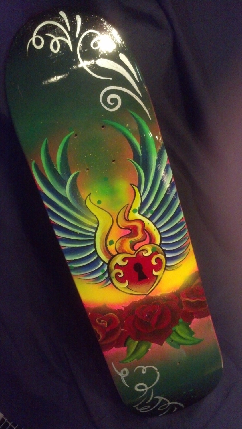 Custom Skateboard Deck   Hand painted and signed by the artist