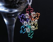 Puzzle Piece Flower Pendant - Rainbow - Chainmaille Inspired Jewelry