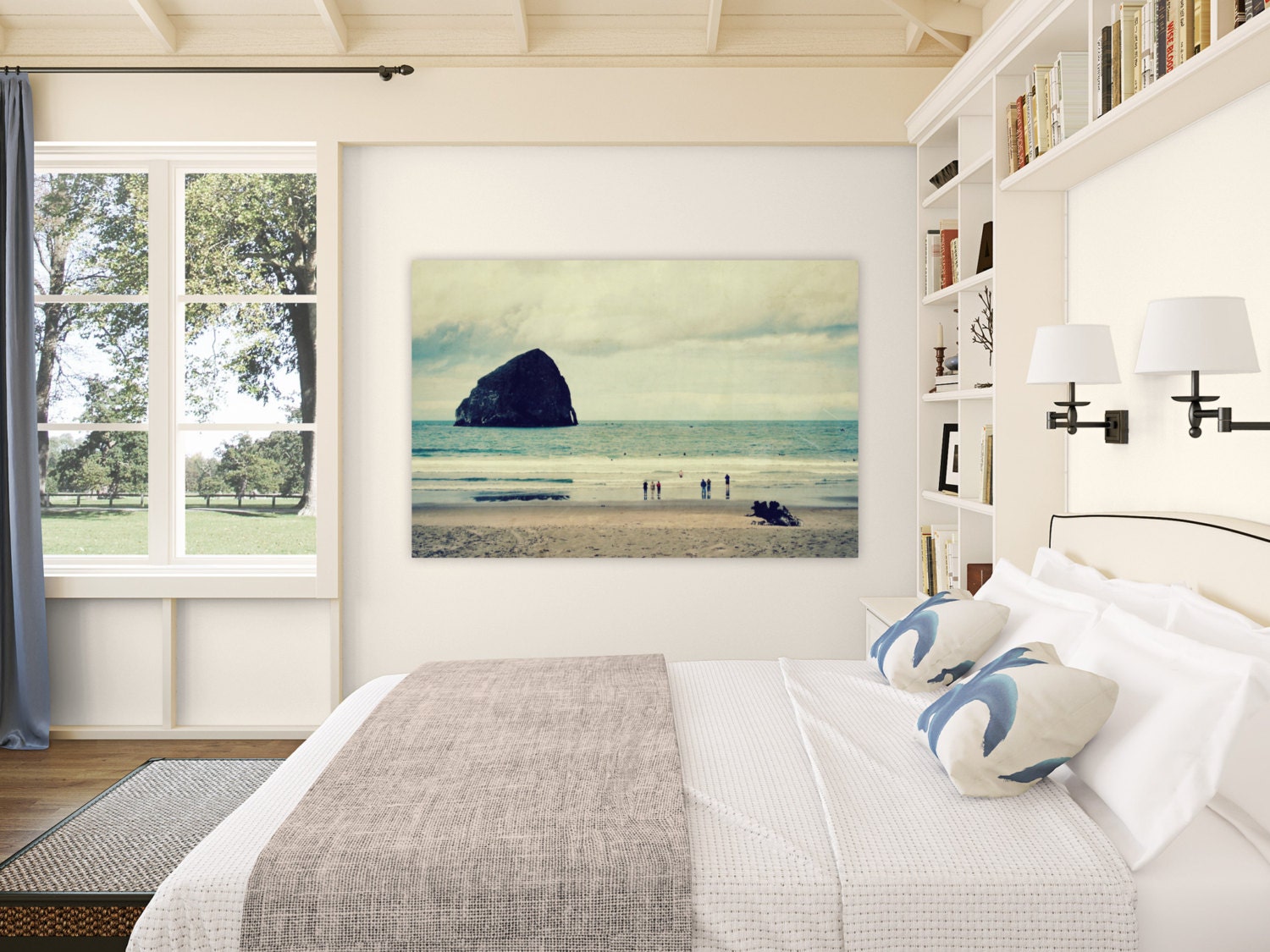 photography, beach art - Haystack Rock - 36x24 photograph on canvas