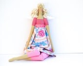 Fabric doll Angel Fairy doll - cloth doll art doll cute stuffed doll rag doll pink blue paisley Cloth doll gift for girl
