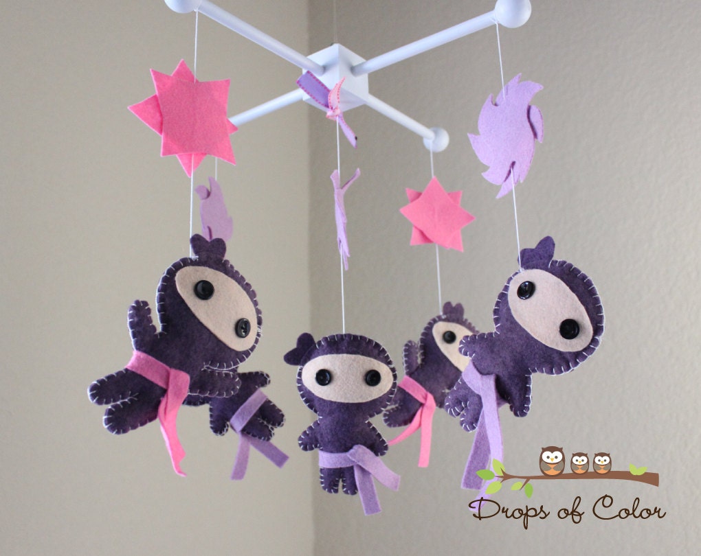 Baby Crib Mobile - Baby Mobile - Ninja Mobile - Boy Mobile "Ninjas Under Attack Mobile" (You can pick your colors)