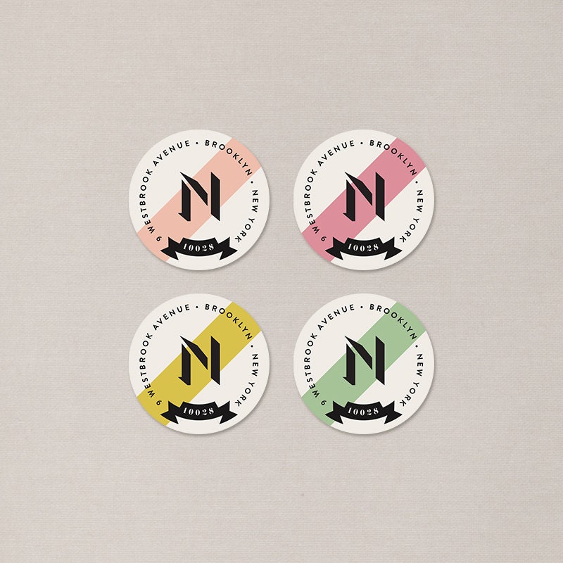 Seal and Stripe - Set of 12 Address Label Stickers