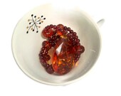 Vintage Chandelier Crystal, Lucite, Garnet Beaded Handmade Necklace - Amber, Honey, Gold, Orange, Red - ART DECO Style - Specially Priced