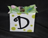 Letter D - White with Black D and polka dots