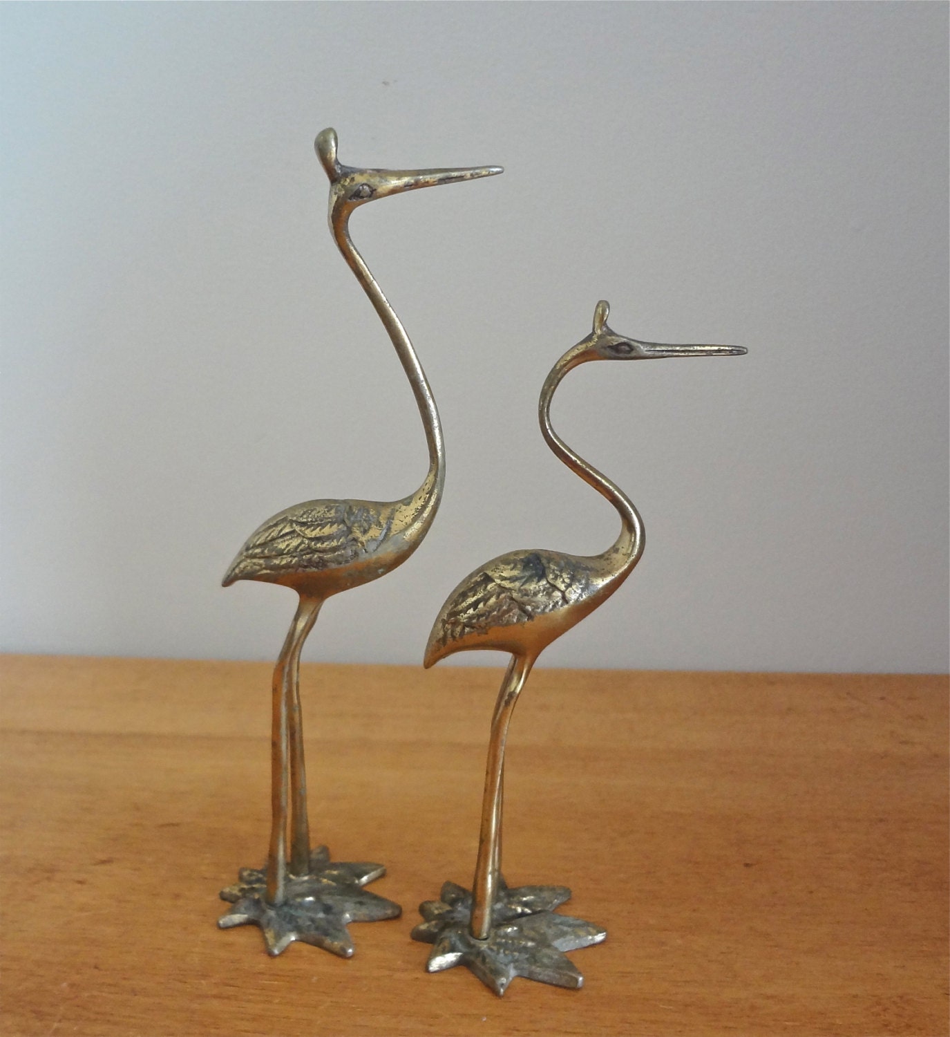 Vintage Pair of Brass Storks Circa 1970s