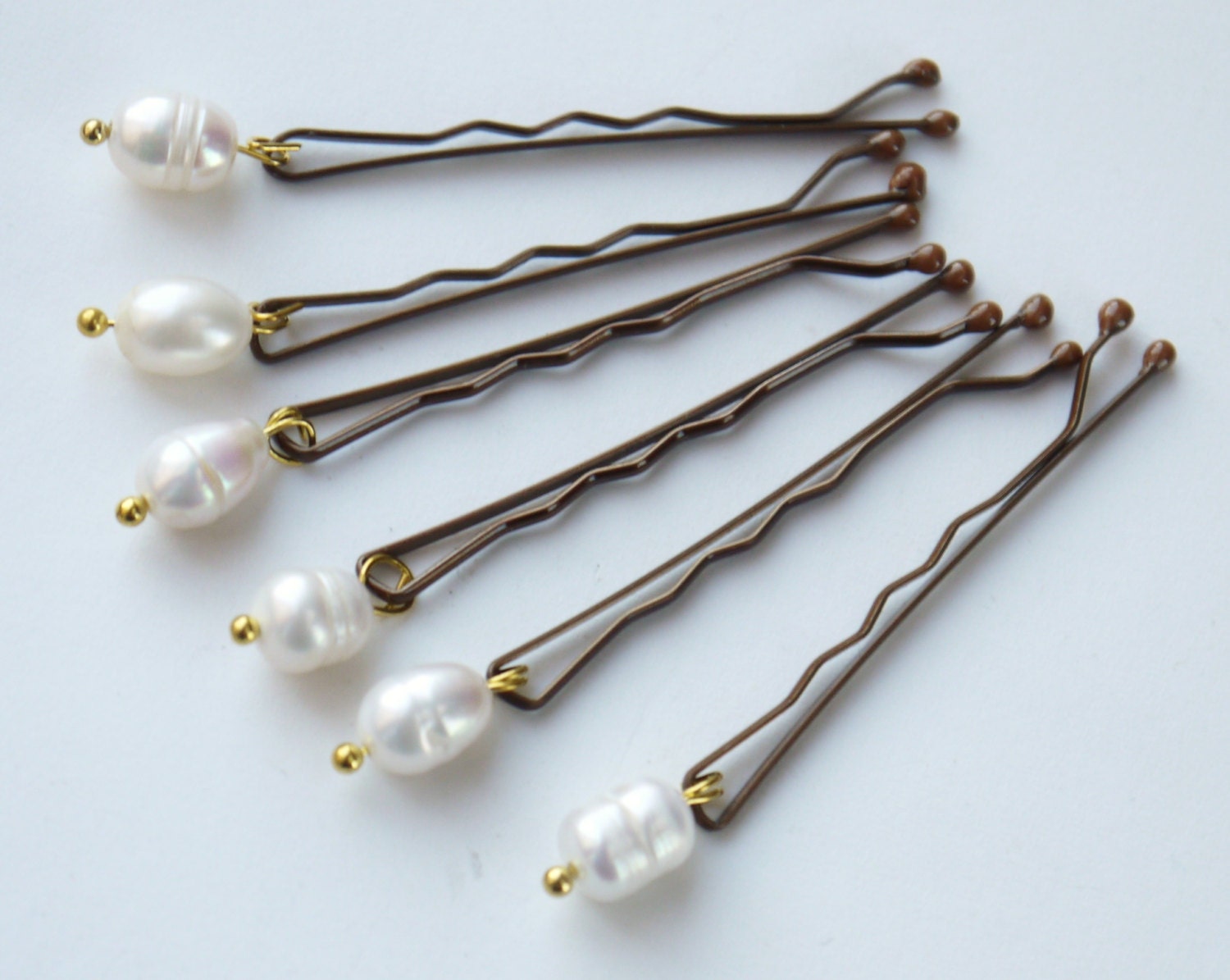 12 rice pearl pins, gold pins with large ivory freshwater rice pearl hair grips for wedding or prom