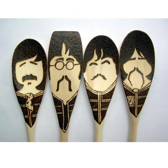 Sgt. Pepper Moustache Spoons - Wooden - Set of 4 Beatles