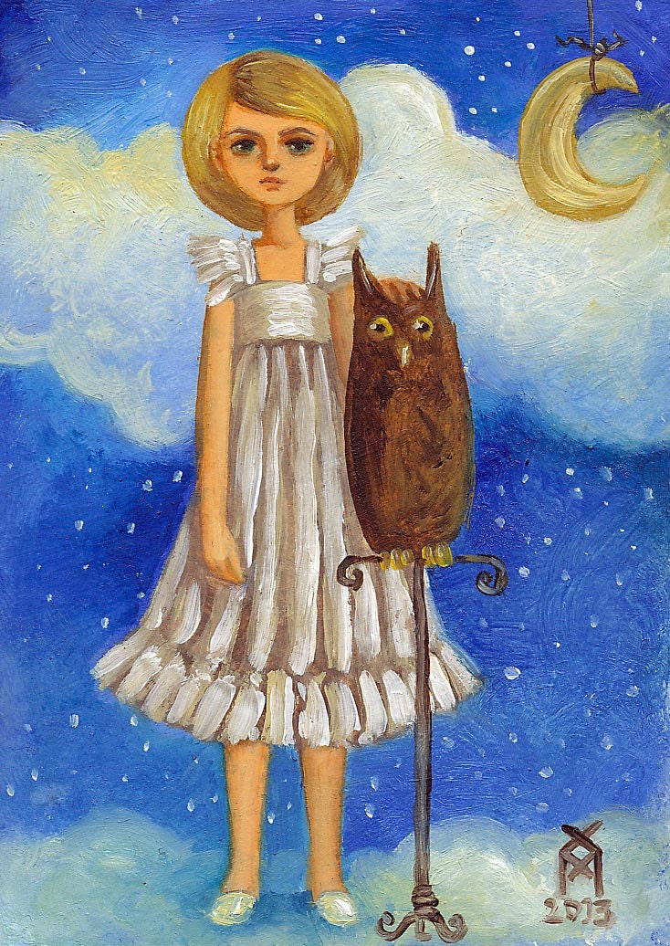 ATC/ACEO Oil painting "Meditating"