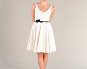 SAMPLE SALE: Short Cotton Wedding Dress or Bridesmaid Dress,Boho short swiss Dot, V-neck, low back Eco Friendly