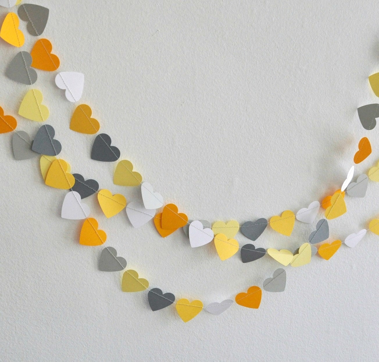 Paper Garland - Yellow and Gray Hearts 25 Feet