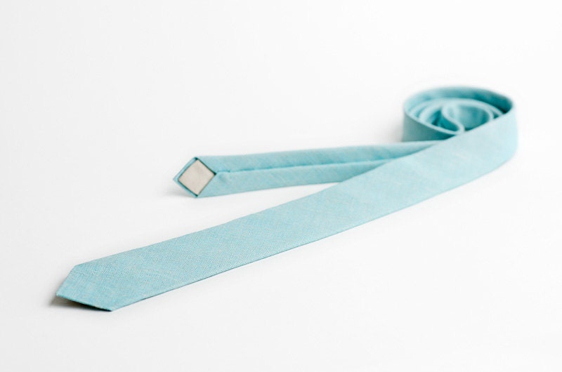 Necktie, mens skinny tie, tiffany blue
