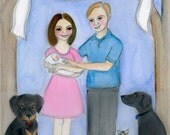 Custom Portrait Illustration, Hand Painted Watercolor Painting, Victorian, Edwardian or Contemporary Inspired (11x14)