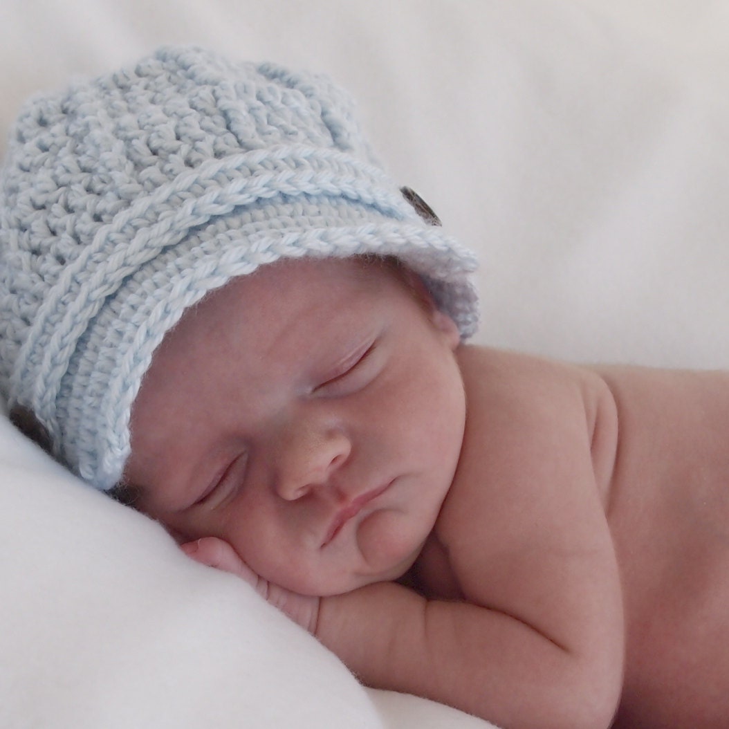 Newborn Boy Hat, Baby Newsboy, Newborn Photo Prop, Newborn Crochet Hat