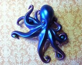 Pretty Blue and Plum with gold accents  "Clip-a-pus" Octopus hair clip