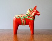 Vintage 4" Swedish Olsson Dala Horse - Orange / Red