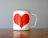 Mid Century Enamel Arabia Finel Heart Cup / Mug - Chipped