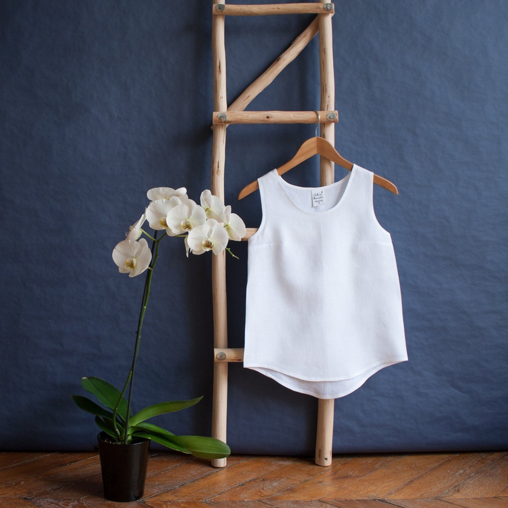 NEIGE tank top (linen white blouse) - made to order