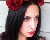 Porcelain Garden Red Rose Headband