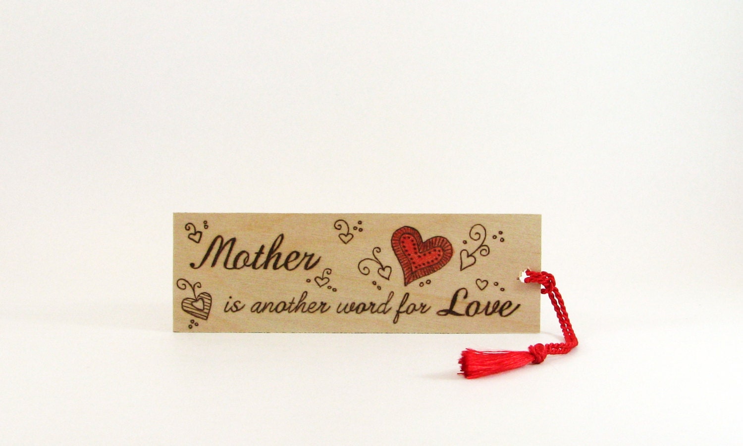 Mom Wood bookmark - Hand Pyrography - Mother is Another Word for Love