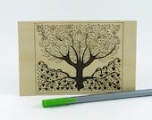 Tree Postcard - Wood Pyrography - Tree of life Wood Postcard