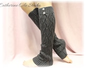 CHARCOAL GREY Open crochet knit leg warmers  LW18 / womens  knit pattern  great with cowboy boots by Catherine Cole Studio legwarmers