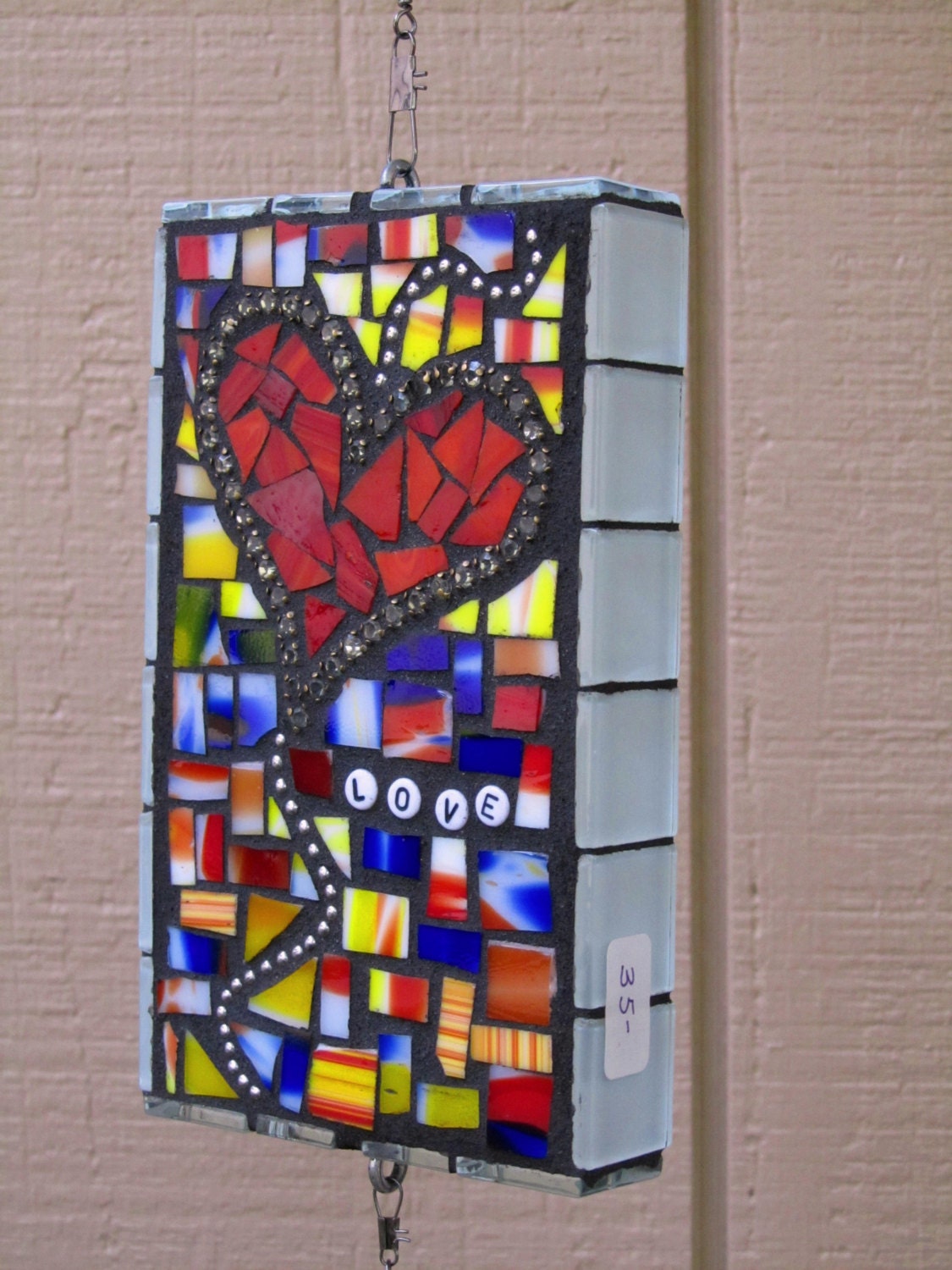 LOVE Mobile/Suncatcher Mixed Media Mosaic