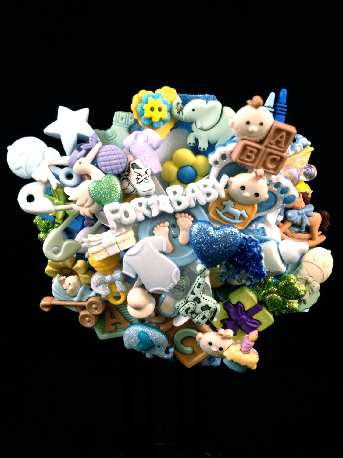 Magnetic New Mommy To Be Embellished Boy Baby Shower Corsage
