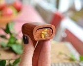 A Woodling, small bandsaw box australian timber with handmade yellow glass drawer knob