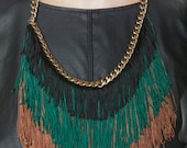 Earth Tone Fringe and Chain Necklace- Jewelry