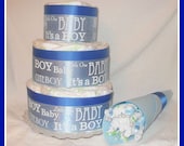 NEW-3 Tiered Baby Boy Diaper Cake And Washcloth Bouquet-Great Baby Shower Gift