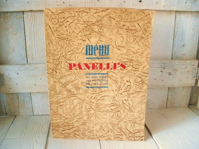 Vintage menu Italian American San Francisco California Panellis 1940s