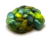 Hand-dyed Combed Top (Roving) Icicle, Firestar for Spinning or Carding 2 ounces in Shades of Green